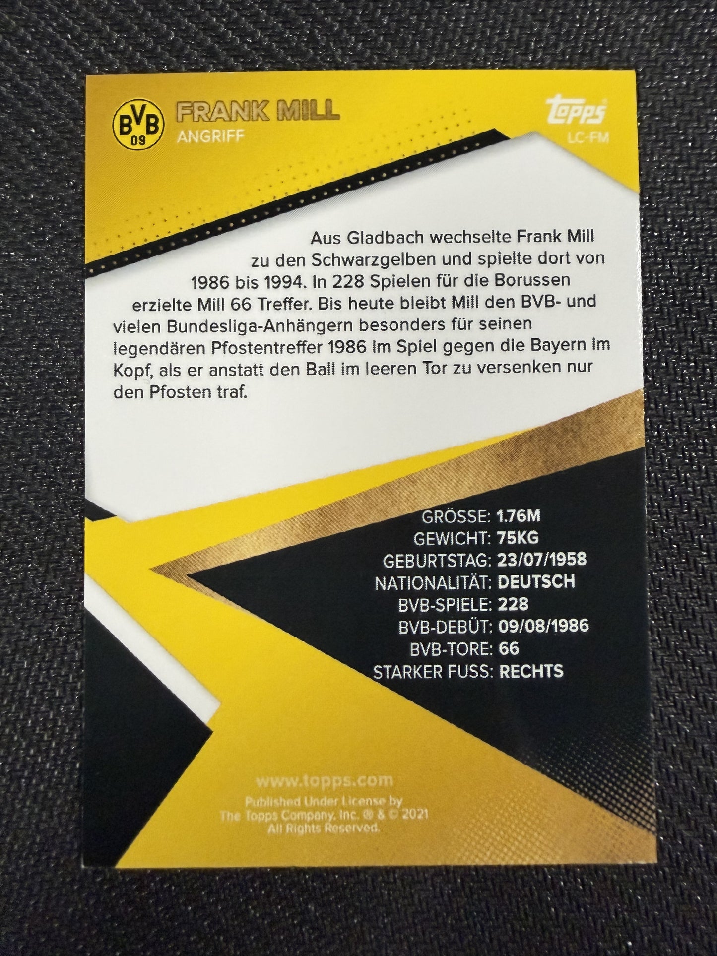 Topps Borussia Dortmund Team Set 2021-22 LEGENDE Frank Mill #/170