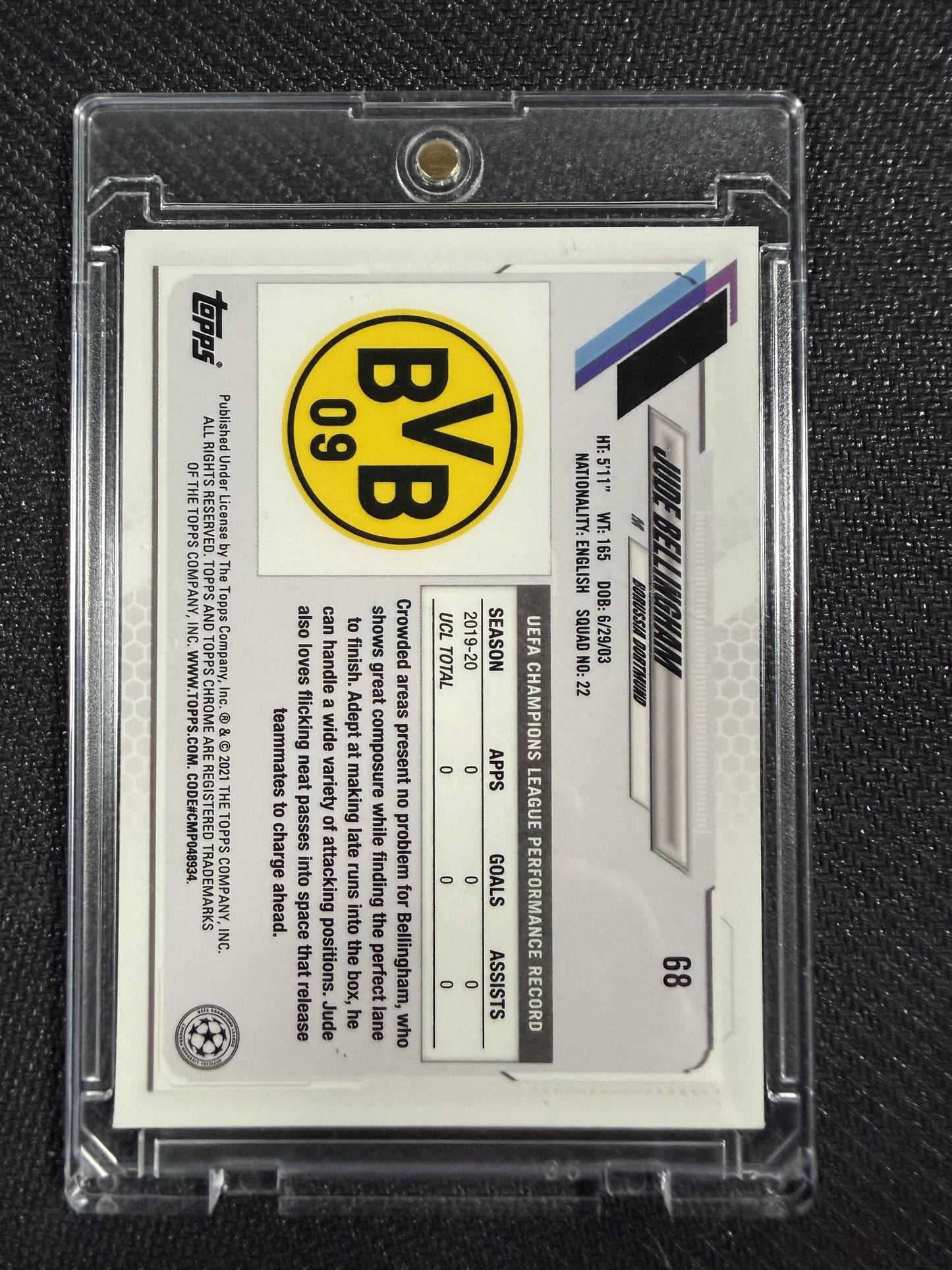 2020-21 Topps Steve Aoki UCL Chrome Jude Bellingham RC Borussia Dortmund