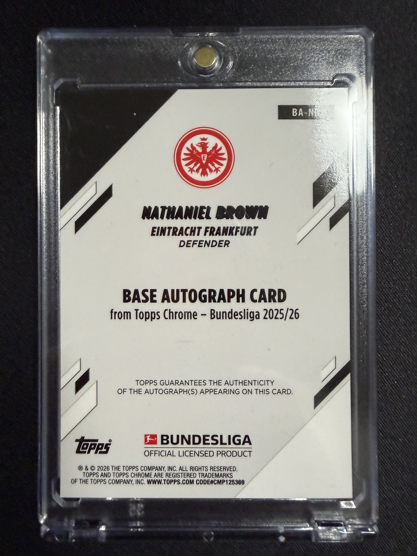 NATHANIEL BROWN 2026 TOPPS CHROME BL AUTO 09/25 Geometric EINTRACHT FRANKFURT