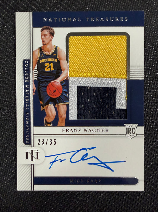 2021 Panini National Treasures Franz Wagner Rookie Patch Auto /35 Playerworn