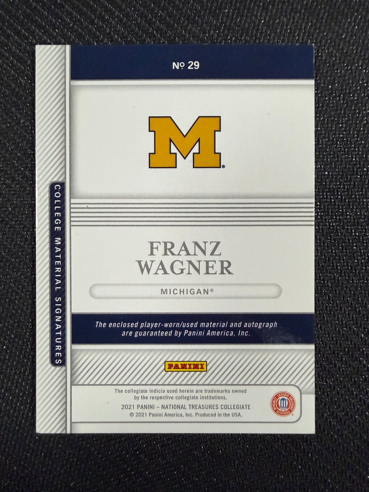 2021 Panini National Treasures Franz Wagner Rookie Patch Auto /35 Playerworn