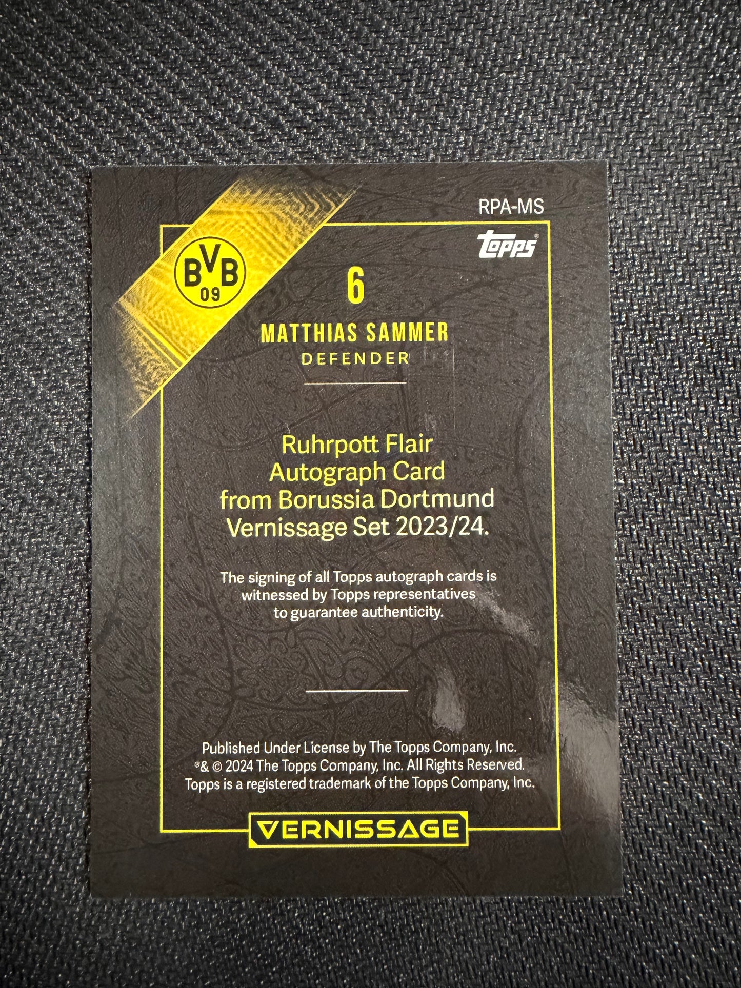Topps Vernissage BVB 2024 MATTHIAS SAMMER Autogramm Borussia Dortmund