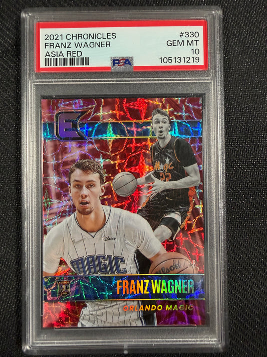 Franz Wagner /88 2021 Panini Chronicles Asia Red #330 PSA10 RC Orlando Magic POP1