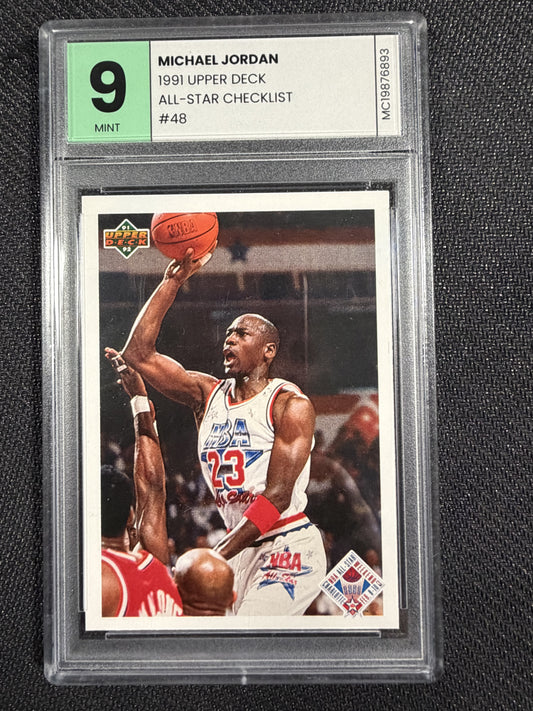 Upper Deck 1991 All-Star Checklist - Michael Jordan Graded 9