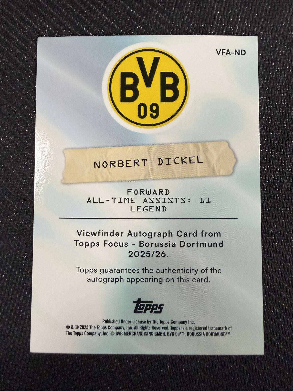 Topps Focus BVB 25/26 Norbert Dickel Auto /99