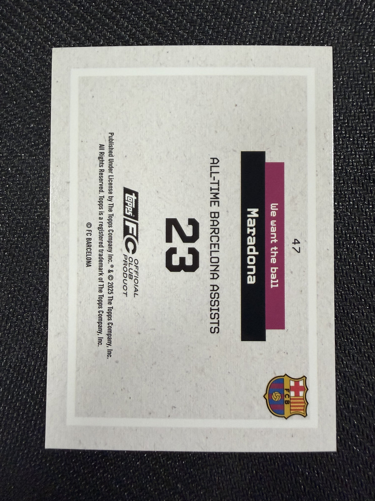 Diego Maradona Topps FC Barcelona 2024/25 Mojo Foil Refractor Card Legend