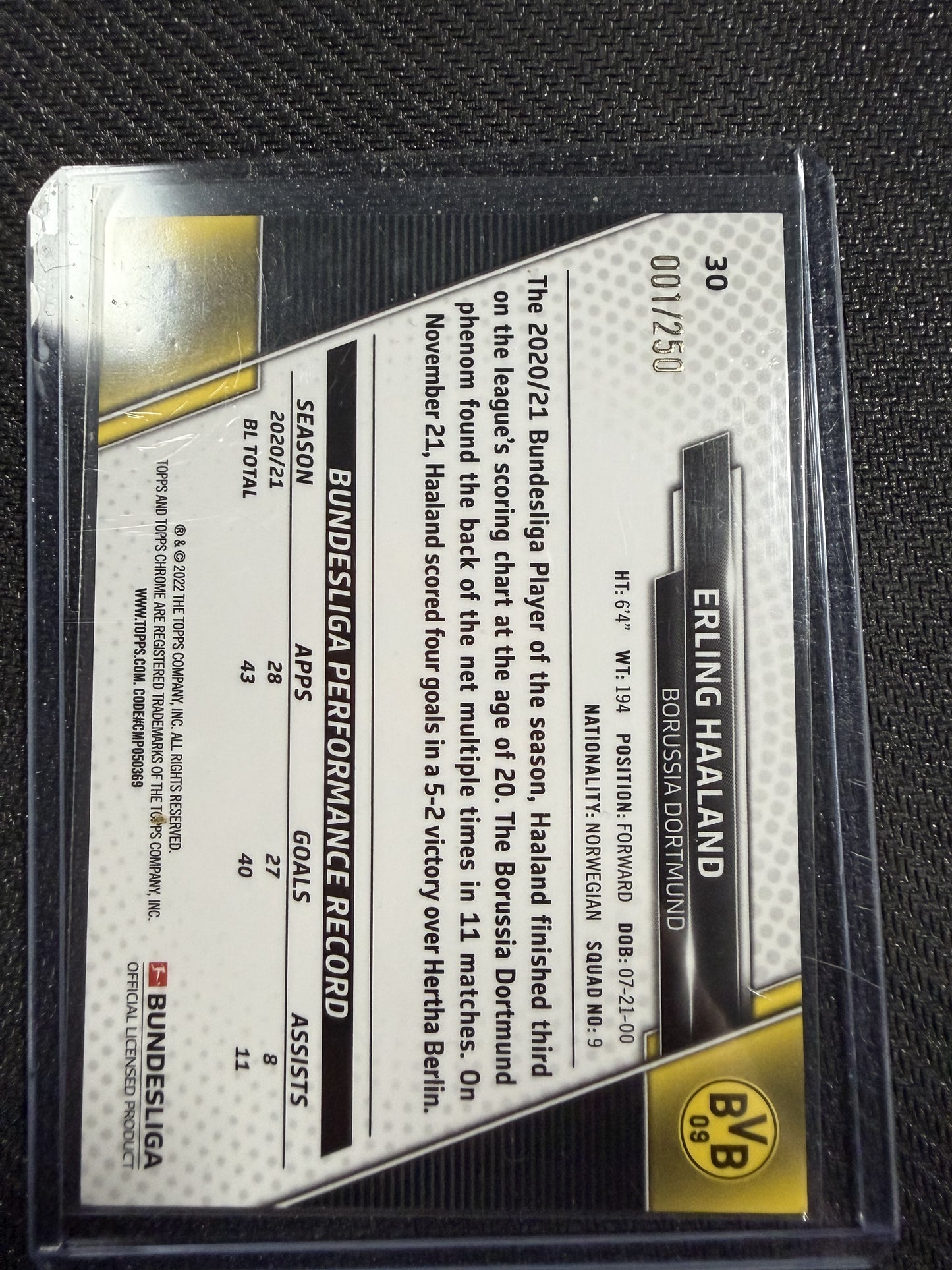 2022 Topps Chrome Bundesliga - Erling Haaland 001/250