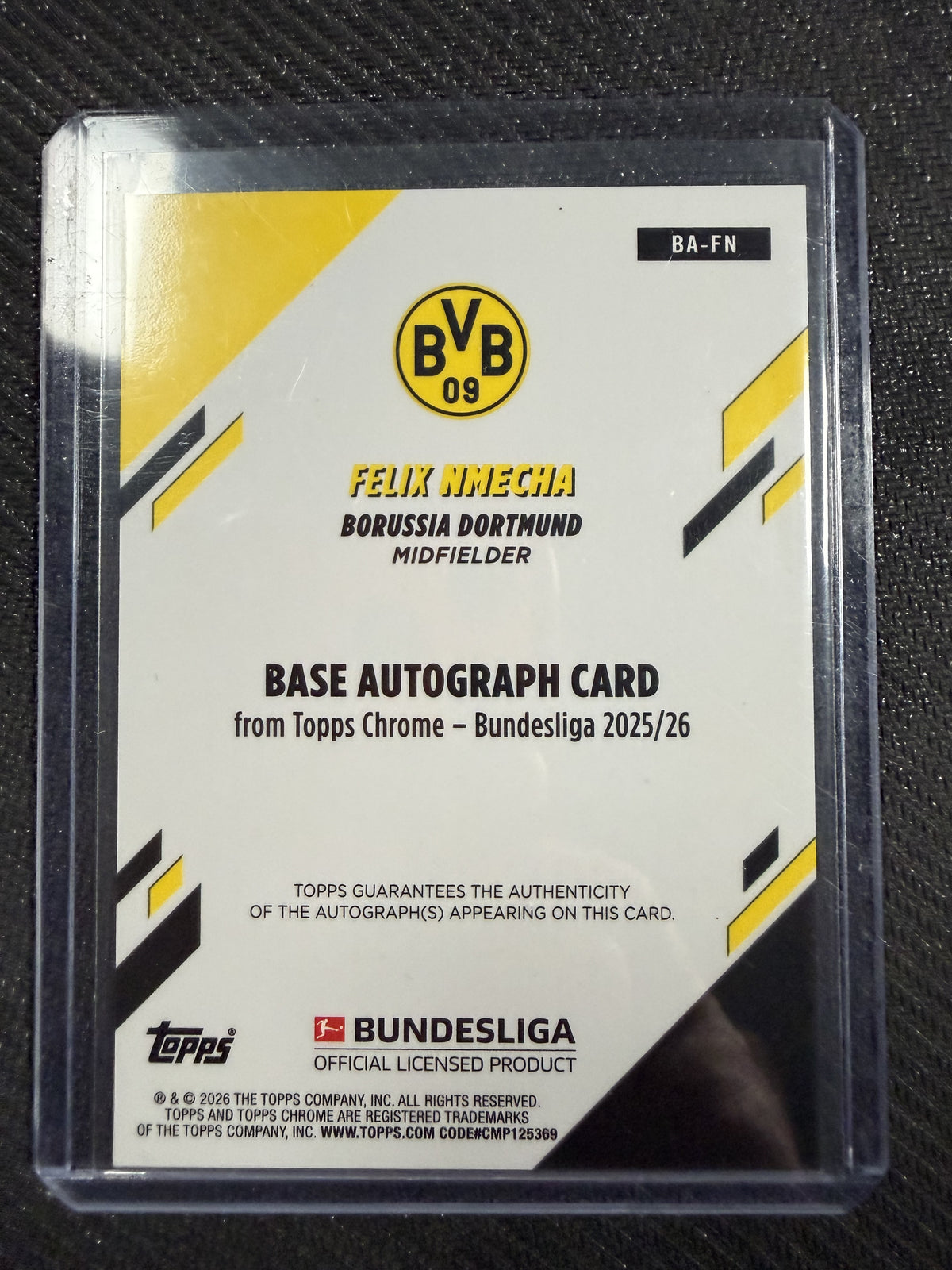 Topps Chrome Bundesliga 2025/26 - Felix Nmecha Auto /75