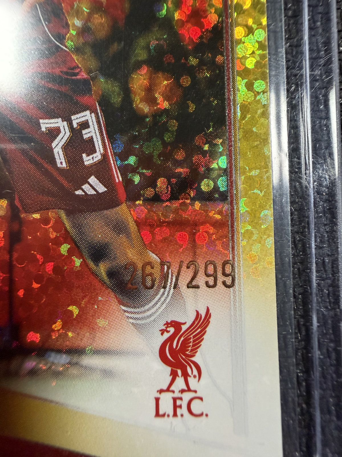 Rio Ngumoha Liverpool RC Topps UCC 25/26 Yellow Speckle Refractor /299