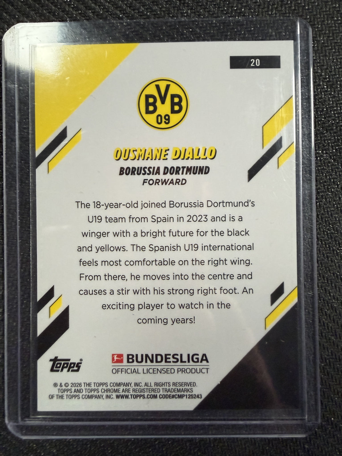 Ousmane Diallo RC /99 Topps Chrome Bundesliga 25/26 BVB Borussia Dortmund