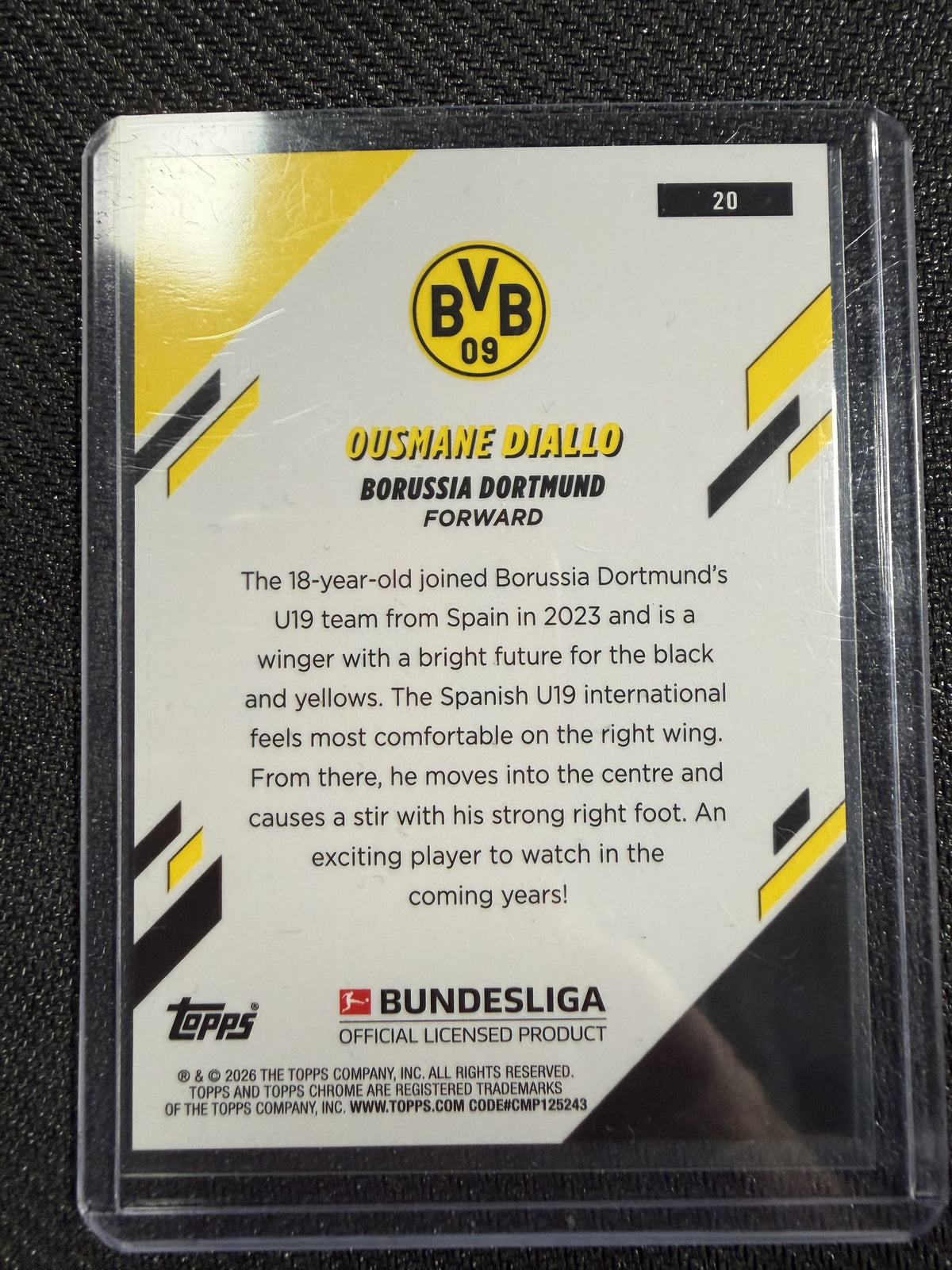 Ousmane Diallo RC /150 Topps Chrome Bundesliga 25/26 BVB Borussia Dortmund