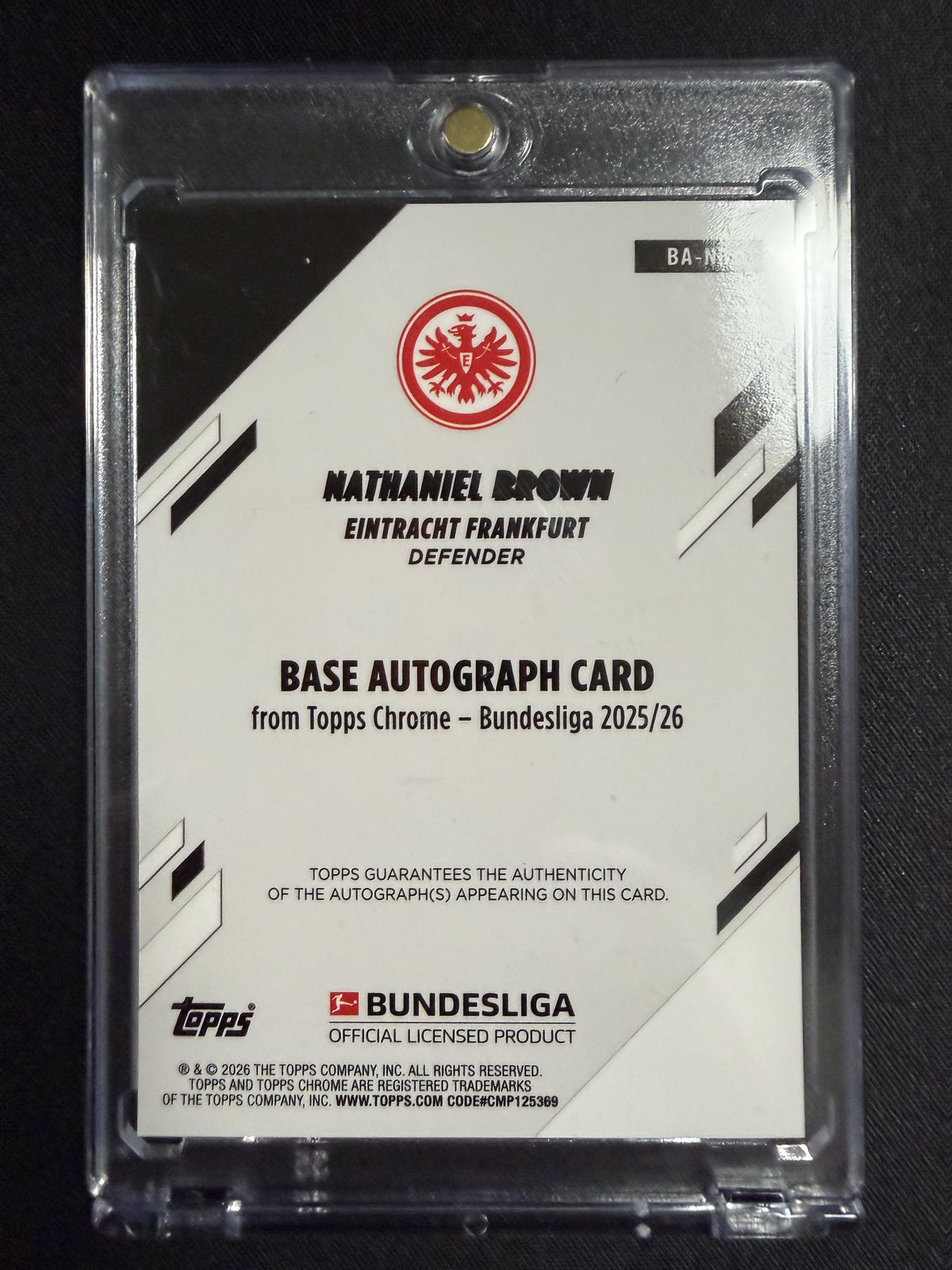 NATHANIEL BROWN 2026 TOPPS CHROME BL AUTO 09/25 Geometric EINTRACHT FRANKFURT