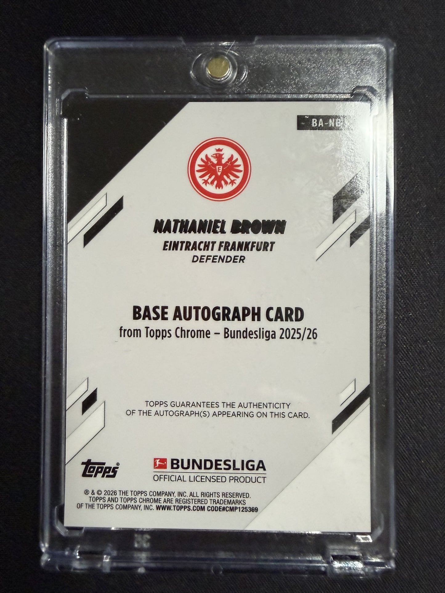 Nathaniel Brown Auto /52 Topps Chrome Bundesliga 2025/26 SGE Eintracht Frankfurt